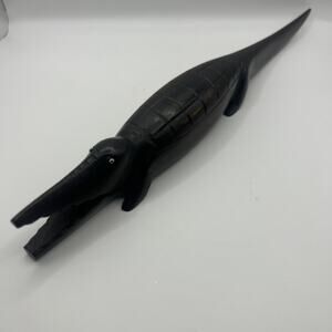 Vintage Folk Art Wood Carved Alligator Crocodile Figure Dark Wood 12”